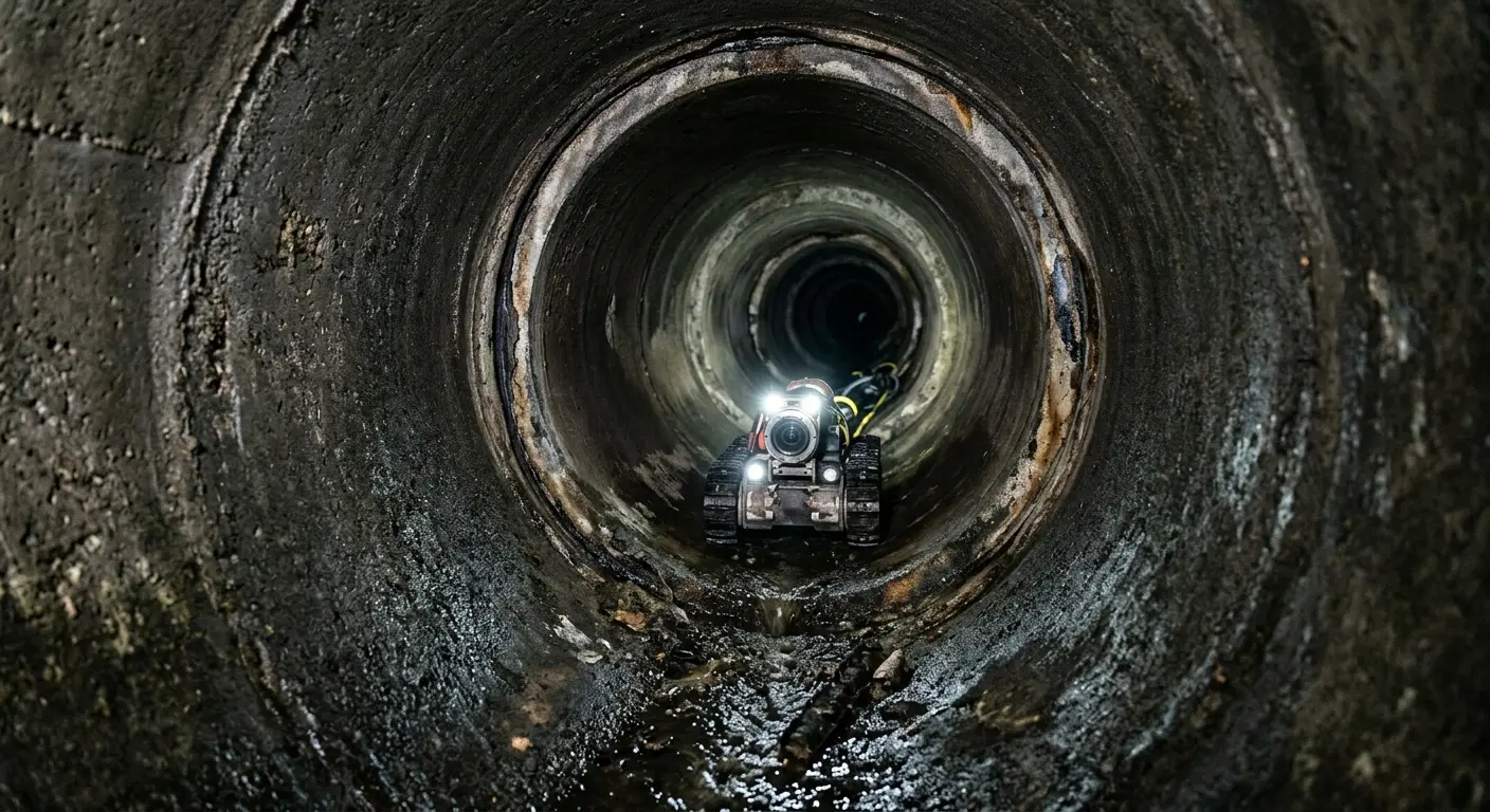 Robotic sewer camera inspecting pipe interior for Sewer Line Repair in Palmer Town